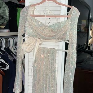 Lucy in the Sky Doja Two Piece Set in Champagne Sequin M